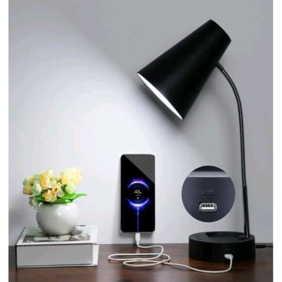 RUNTOP Desk Lamp, Black Desk Lamps for Home Office, LED Desk Light with USB Port - Picture 4 of 8